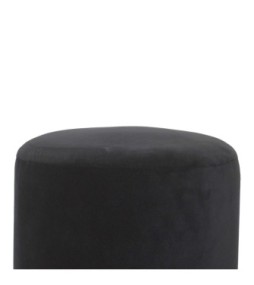 Black Velvet Wooden Base Footstool