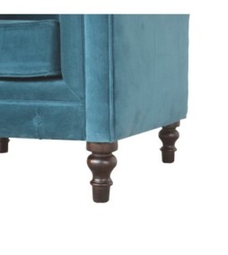 Fauteuil Chesterfield en velours bleu sarcelle