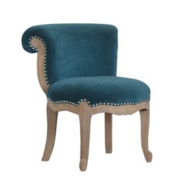 Fauteuil clouté en velours turquoise