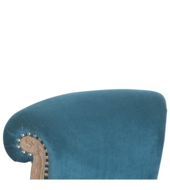 Fauteuil clouté en velours turquoise