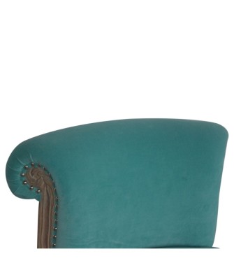 Fauteuil clouté en velours aqua
