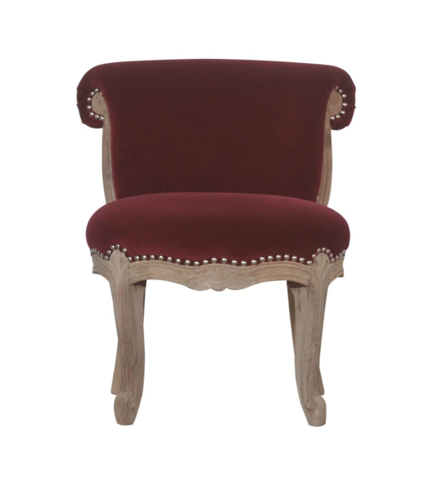 Wine Red Velvet Studded Chair