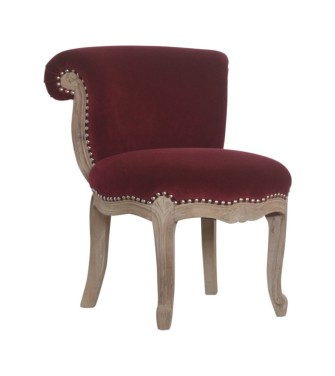 Wine Red Velvet Studded Chair