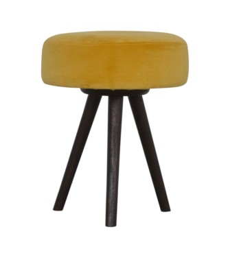 Mustard Velvet Tripod Footstool