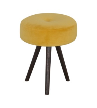 Mustard Velvet Tripod Footstool