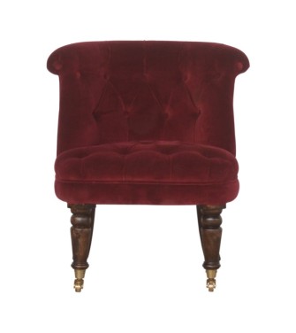 Wine Red Velvet Accent Chair