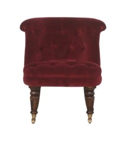 Fauteuil d'appoint en velours rouge bordeaux