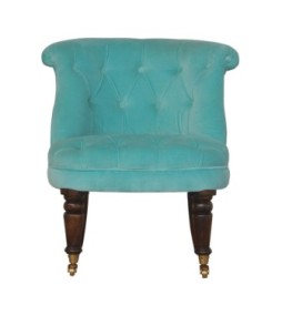 Fauteuil d'appoint en velours turquoise