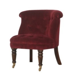 Wine Red Velvet Accent Chair