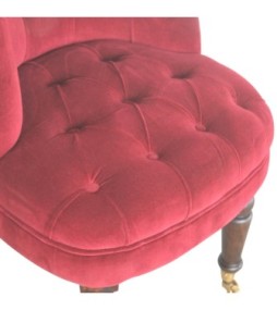 Wine Red Velvet Accent Chair