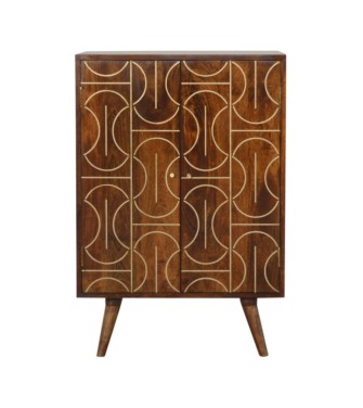 Armoire abstraite incrustée de finition châtaigne