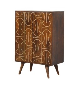 Chestnut Inlay Abstract Cabinet