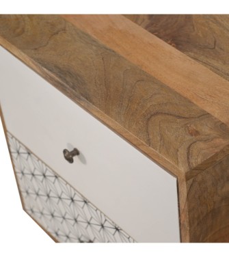 Table de chevet bicolore imprimée géométriquement