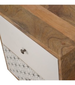 Table de chevet bicolore imprimée géométriquement