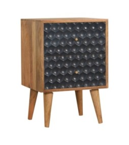 Table de chevet bleu marine à motif nid d'abeille