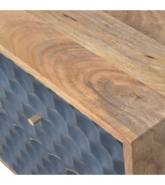 Table de chevet bleu marine à motif nid d'abeille