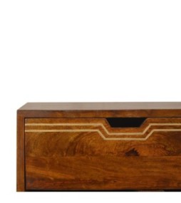 Table de chevet finition châtaigne à plusieurs tiroirs