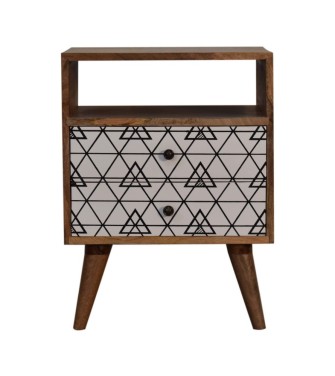 Table de chevet ouverte à motif triangulaire