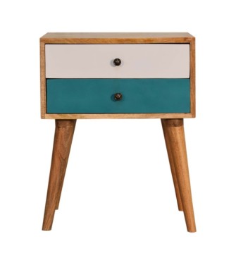 Table de chevet moderne en bois massif bleu sarcelle