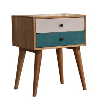 Table de chevet moderne en bois massif bleu sarcelle