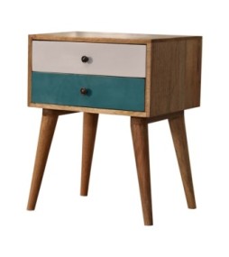 Table de chevet moderne en bois massif bleu sarcelle