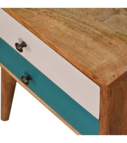 Table de chevet moderne en bois massif bleu sarcelle