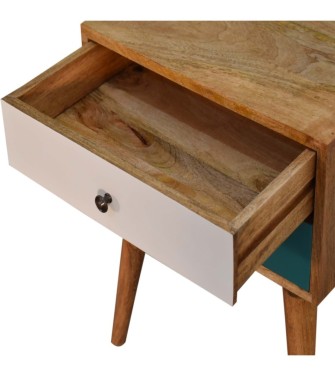 Table de chevet moderne en bois massif bleu sarcelle