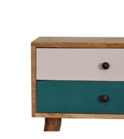 Table de chevet moderne en bois massif bleu sarcelle