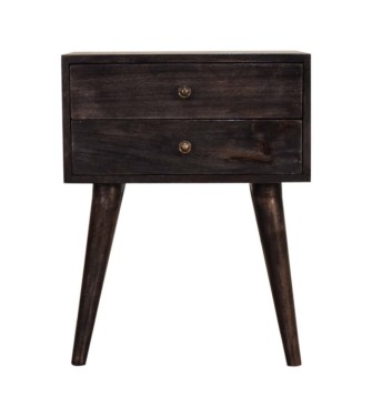 Table de chevet moderne en bois massif noir cendré