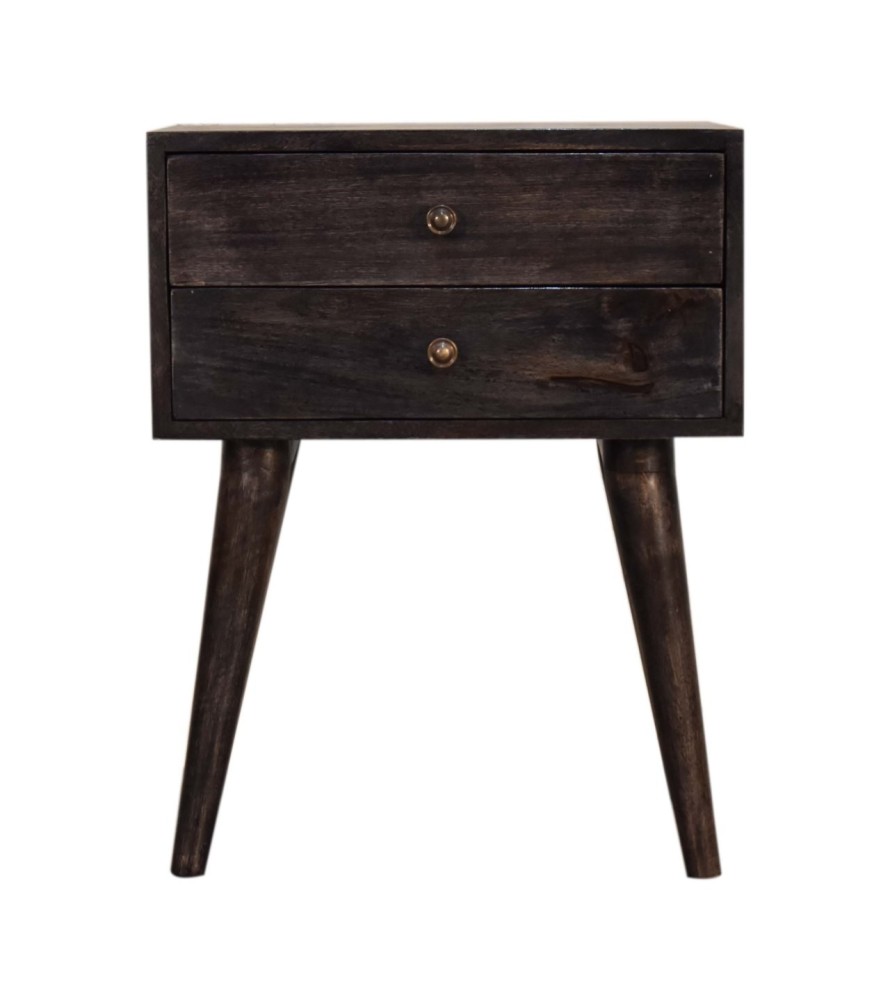 Table de chevet moderne en bois massif noir cendré