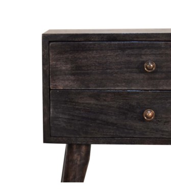 Table de chevet moderne en bois massif noir cendré