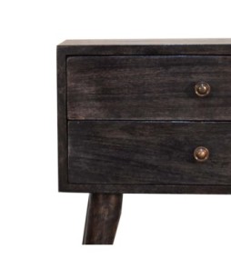 Table de chevet moderne en bois massif noir cendré