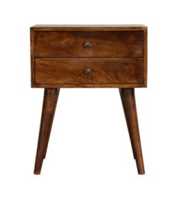 Table de chevet moderne en bois massif couleur finition châtaigne