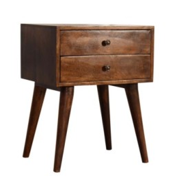 Table de chevet moderne en bois massif couleur finition châtaigne