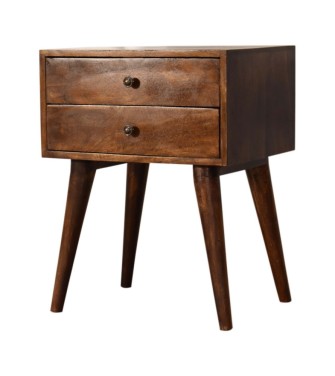 Table de chevet moderne en bois massif couleur finition châtaigne