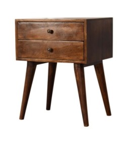 Table de chevet moderne en bois massif couleur finition châtaigne
