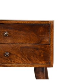 Table de chevet moderne en bois massif couleur finition châtaigne
