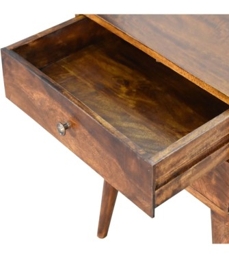Table de chevet moderne en bois massif couleur finition châtaigne
