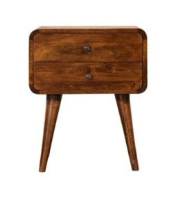 Table de chevet Curve avec accès par câble - finition châtaigne