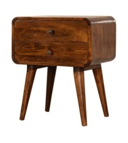 Table de chevet Curve avec accès par câble - finition châtaigne