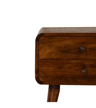 Table de chevet Curve avec accès par câble - finition châtaigne