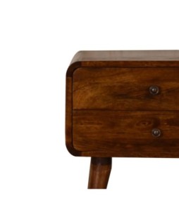 Table de chevet Curve avec accès par câble - finition châtaigne