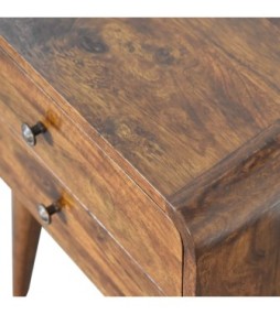 Table de chevet Curve avec accès par câble - finition châtaigne
