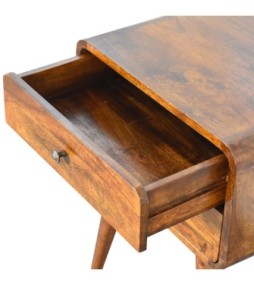 Table de chevet Curve avec accès par câble - finition châtaigne