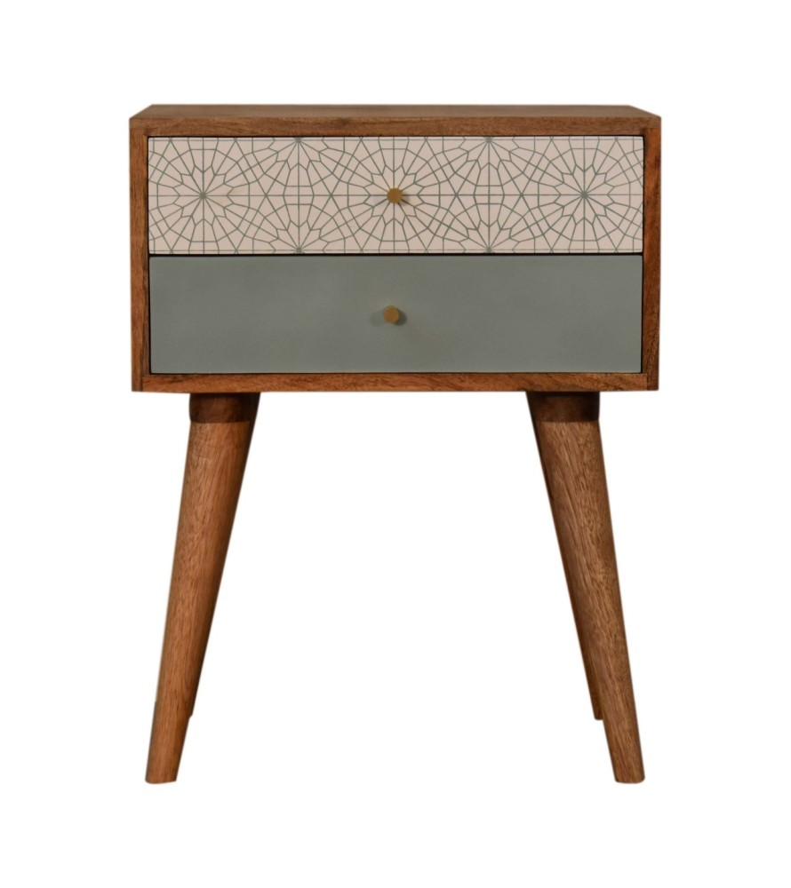 Table de chevet à motifs verts