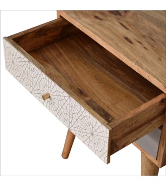 Table de chevet grise à motifs