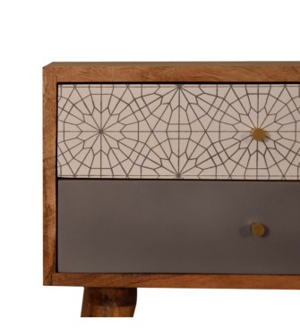 Table de chevet grise à motifs