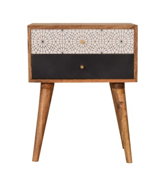 Table de chevet noire à motifs
