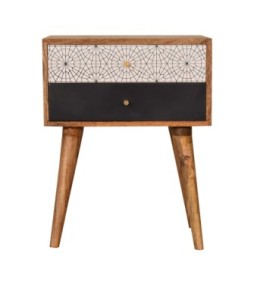 Table de chevet noire à motifs