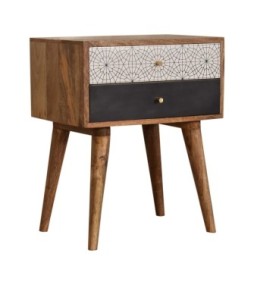 Table de chevet noire à motifs
